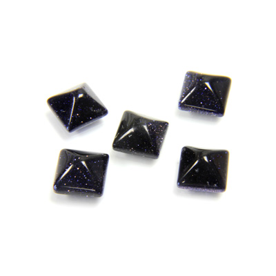 Man-made Cabochon - Square Pyramid Top 06x6MM BLUE GOLDSTONE