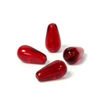 Czech Pressed Glass Bead - Smooth Pear 13x7MM RUBY