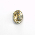 German Glass Flat Back Foiled Scarab with Gold Engraving - 14x10MM CRYSTAL
