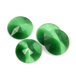 Fiber-Optic Flat Back Cabochon - Rauten Rose Round 15MM CAT'S EYE GREEN