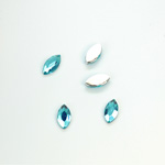 Plastic Flat Back Foiled Rose Cut Rhinestone - Navette 08x4MM AQUA