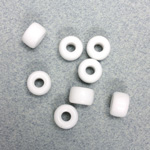Czech Pressed Glass Roller Bead - Smooth Pony 09x6MM WHITE OPAQUE