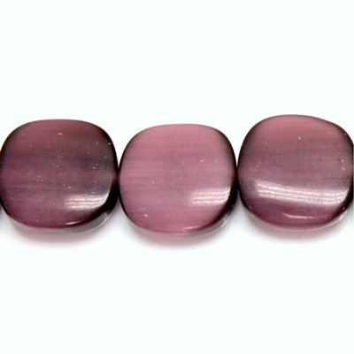Fiber Optic Synthetic Cat's Eye Bead - Smooth Lentil Square Antique 15MM CAT'S EYE PURPLE