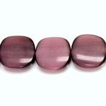 Fiber Optic Synthetic Cat's Eye Bead - Smooth Lentil Square Antique 15MM CAT'S EYE PURPLE