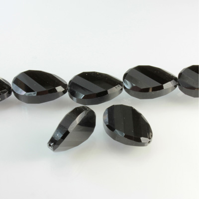 Chinese Cut Crystal Bead - Oval Twist 21x13MM JET