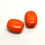 Plastic Bead - Opaque Color Smooth Flat Keg 19x14MM BRIGHT TANGERINE