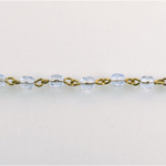 Linked Bead Chain Rosary Style with Glass Fire Polish Bead - Round 4MM LT SAPPHIRE-Brass