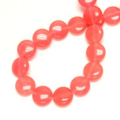 Gemstone Bead - Smooth Round Lentil 10MM Dyed QUARTZ Col. 98 SALMON