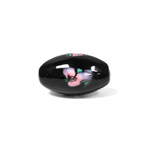 Czech Glass Lampwork Bead - Oval Smooth 20x12MM Flower PINK ON BLACK (40202)