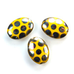 Pressed Glass Peacock Bead - Oval 18x13MM SHINY YELLOW