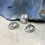 Plastic Flat Back Metalized Cabochon - Oval 12x10MM HEMATITE