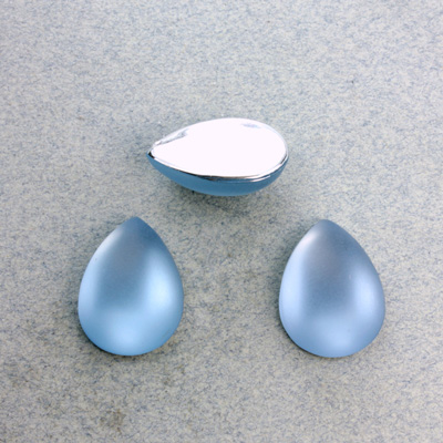 Plastic Flat Back Foiled Cabochon - Pear 18x13MM MATTE LIGHT SAPPHIRE