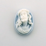 Plastic Cameo - Crown of Thorns Oval 25x18MM WHITE ON ROYAL BLUE FS