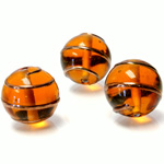 Czech Glass Lampwork Bead - Round 16MM COPPER WRAP TOPAZ