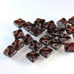 Czech Glass Fire Polish Bead Cut & Engraved Window 10x10MM DARK TOPAZ with DIFFUSION COATING
