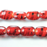 Glass Lampwork Bead - Keg Smooth 19x14MM MATTE STRIPE PINK GREY
