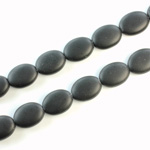 Czech Pressed Glass Bead - Flat Oval 12x9MM MATTE JET