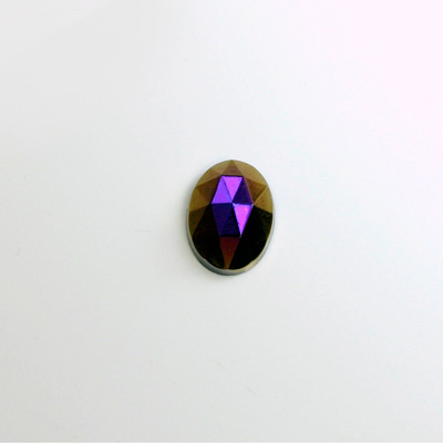 Glass Flat Back Rauten Rose - Oval 10x8MM IRIS RED Coated