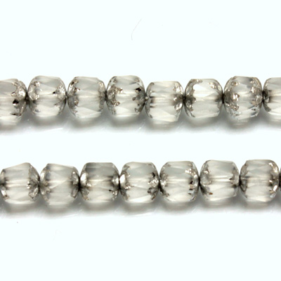 Czech Glass Fire Polish Bead - Cathedral 06MM MATTE CRYSTAL with  SILVER