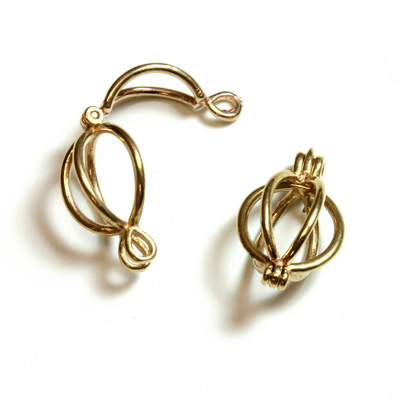 Brass Bead Cage Pendant with Loop - Round 19x12MM RAW Unplated