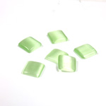 Fiber-Optic Flat Back Buff Top Straight Side Stone - Square 08x8MM CAT'S EYE LT GREEN