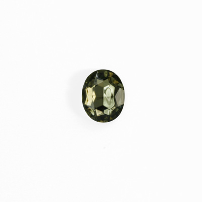 Glass Point Back Foiled Tin Table Cut (TTC) Stone - Oval 07x5MM BLACK DIAMOND