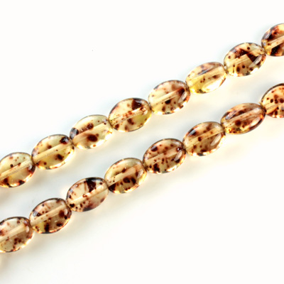 Czech Pressed Glass Bead - Flat Oval 08x6MM SPECKLE AMBER 64858