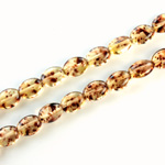 Czech Pressed Glass Bead - Flat Oval 08x6MM SPECKLE AMBER 64858