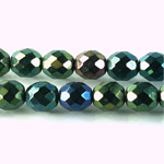 Czech Glass Fire Polish Bead - Round 10MM Full Coated IRIS GREEN