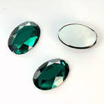 Plastic Flat Back Foiled Rose Cut Rhinestone - Oval 18x13MM EMERALD