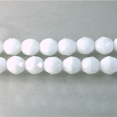 Czech Glass Fire Polish Bead - Round 08MM MOONSTONE WHITE