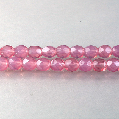 Czech Glass Fire Polish Bead - Round 06MM OPAL ROSE