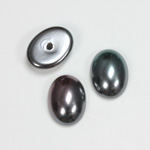 Glass Medium Dome Pearl Dipped Cabochon - Oval 18x13MM BLACK TAHITI