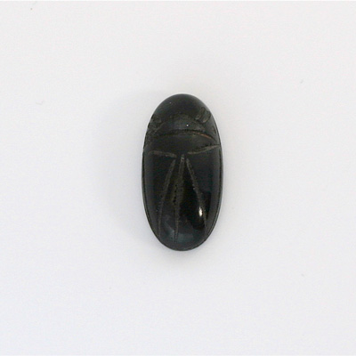 Gemstone Flat Back Carved Scarab 18x9MM BLACK OBSIDIAN