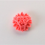 Plastic Carved Flower - Cluster Round 18MM CORAL