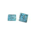 Glass Low Dome Buff Top Cabochon - Lampwork Square 10x10MM TURQUOISE MATRIX