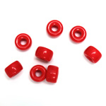 Czech Pressed Glass Roller Bead - Smooth Pony 09x6MM RED OPAQUE
