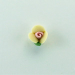 Ceramic Flat Back Flower - Rose 08MM YELLOW with PINK