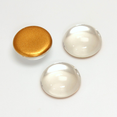 Glass Medium Dome Foiled Cabochon - Round 15MM CRYSTAL