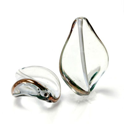 Czech Glass Lampwork Bead - Twist 36x15MM COPPER WRAP CRYSTAL