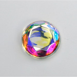 Glass Flat Back Rose Cut Fancy Foiled Stone - Round 18MM CRYSTAL AB