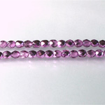 Czech Glass Fire Polish Bead - Round 04MM 1/2 Coated CRYSTAL/LILAC