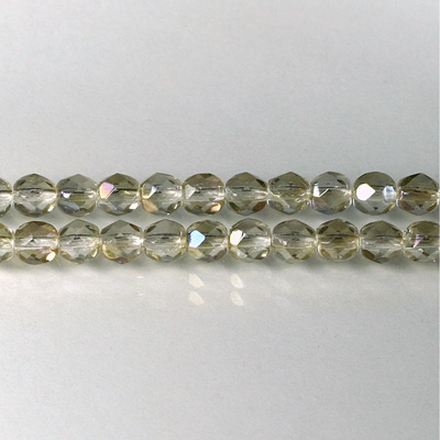 Czech Glass Fire Polish Bead - Round 05MM 1/2 Coated CLARIT