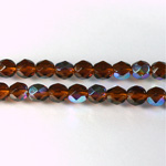 Czech Glass Fire Polish Bead - Round 06MM MADEIRA TOPAZ AB