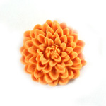 Plastic Carved No-Hole Flower - Mum Resin 33MM MATTE ORANGE