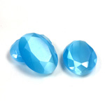 Fiber-Optic Flat Back Stone with Faceted Top and Table - Oval 18x13MM CAT'S EYE AQUA