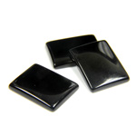Gemstone Flat Back Single Bevel Buff Top Stone - Cushion 16x12MM BLACK ONYX