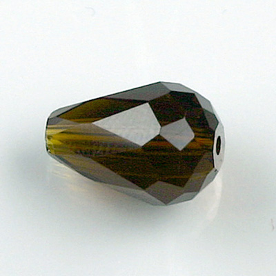 Chinese Cut Crystal Bead - Pear 12x8MM BROWN