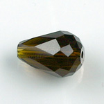 Chinese Cut Crystal Bead - Pear 12x8MM BROWN