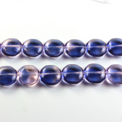 Czech Glass Pressed Bead - SmoothOctagon 12MM 2-TONE ROSE-SAPPHIRE